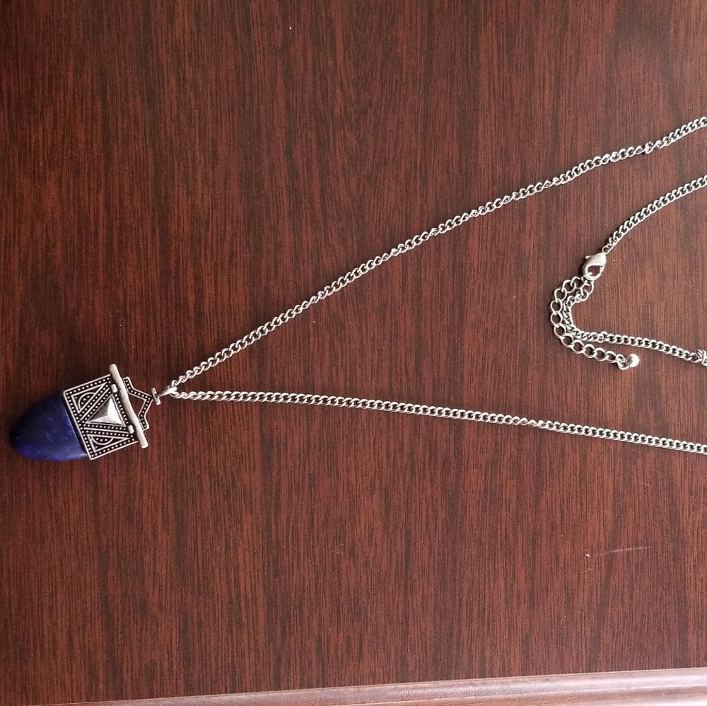 Long blue stone necklace